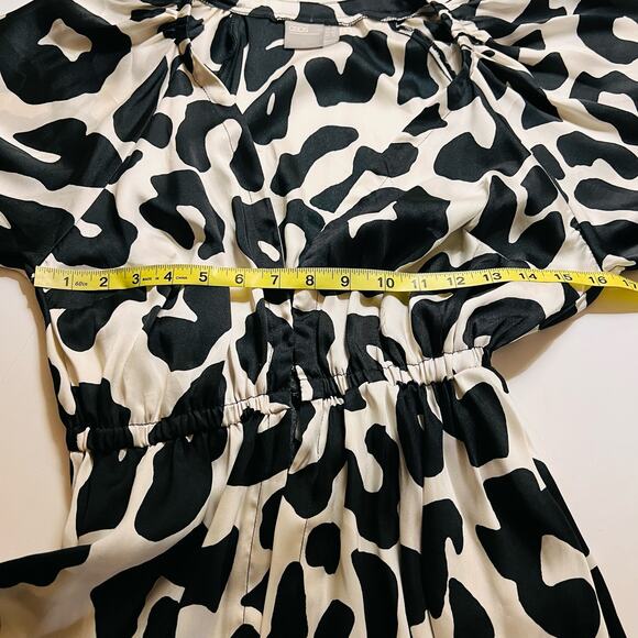 ASOS Printed Dolman Libg Sleeve Flare Hem Top Size 6 Cream Black - Picture 7 of 8